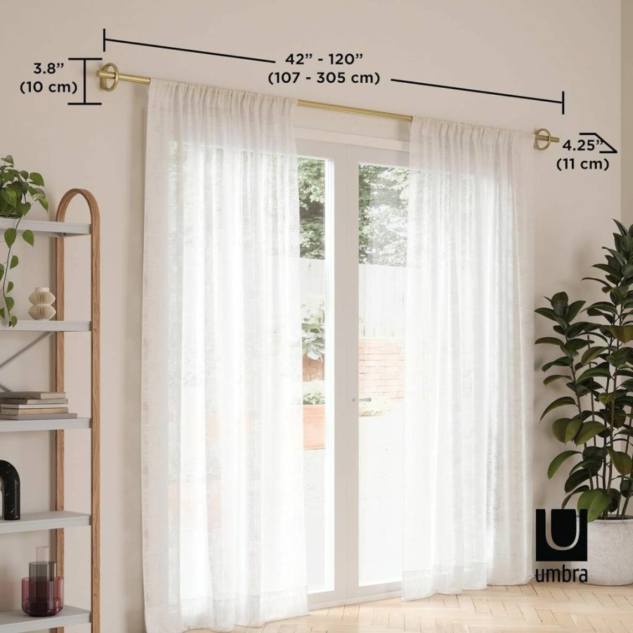 Umbra Ringlet Adjustable Curtain Rod 42-120 Inches Gold Window Drapery Rod