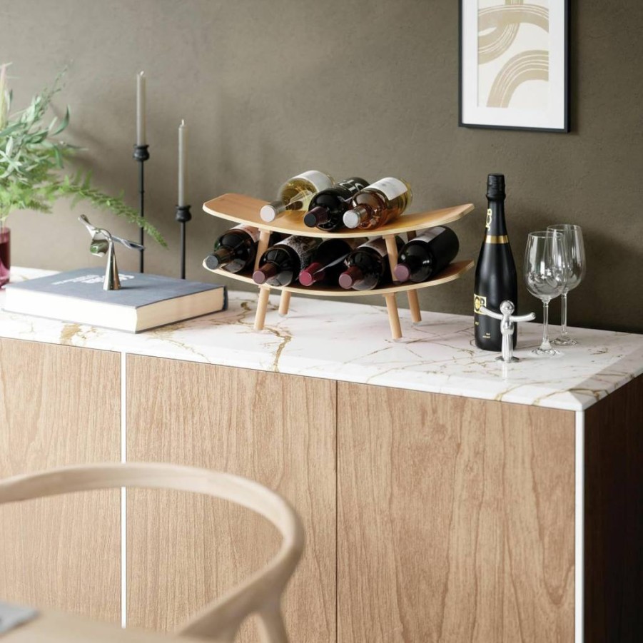 Umbra Vinola Natural Wood Wine Rack - Stylish Storage for Wine Bottles