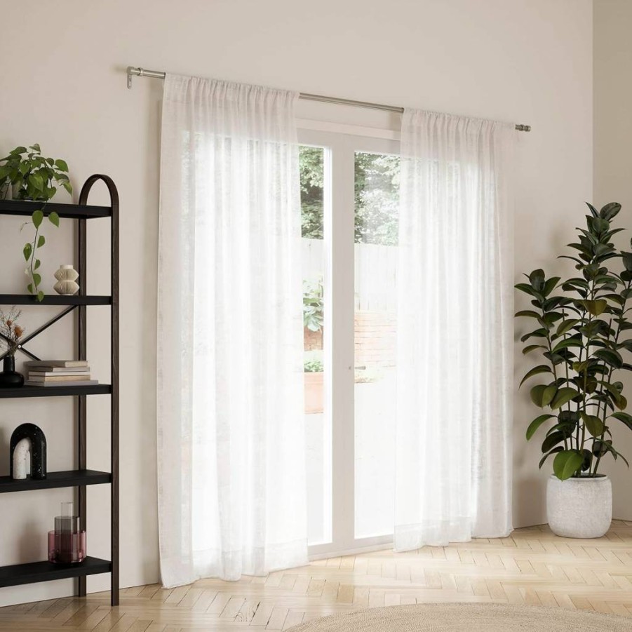 Umbra Cappa Adjustable Curtain Rod 72-144 Inches with 2 Finials, Brackets & Hardware for Modern Window Treatment