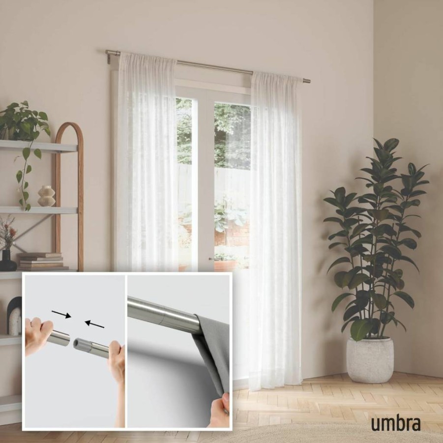 Umbra Zen Black Curtain Rod - 320150-022 Modern Window Drapery Hardware