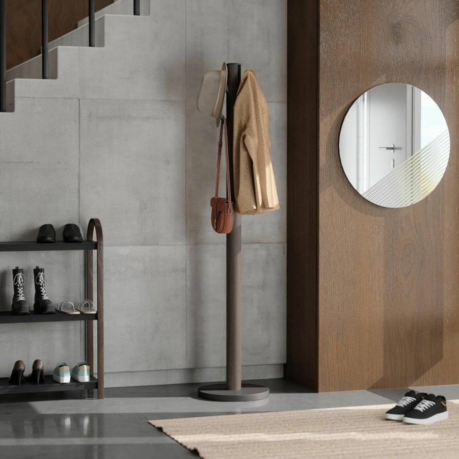 Umbra Flapper Wall Mounted Coat Rack - Space Saving Entryway Organizer for Coats, Hats, Umbrellas in White/Nickel Finish