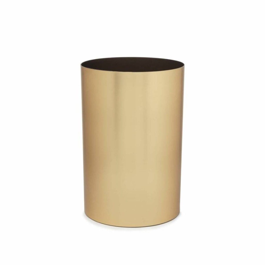 Umbra Metalla 4.5 Gallon Small Trash Can - Durable Gold Waste Basket for Bathroom, Bedroom, Office & Home Decor