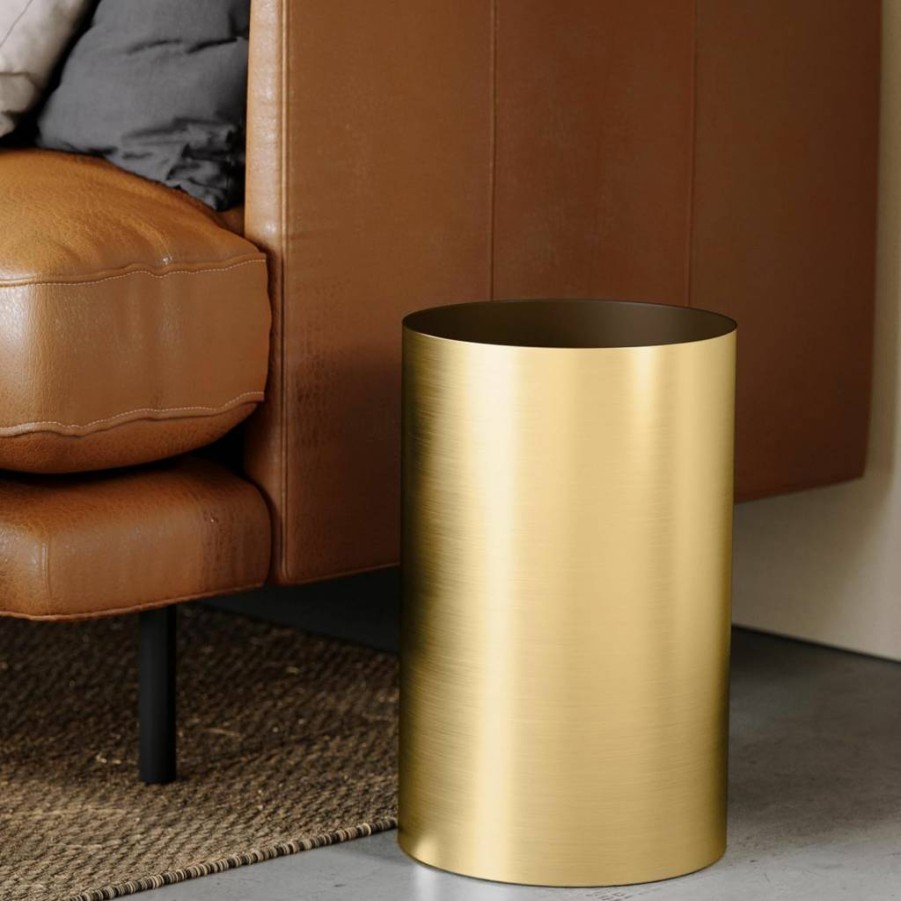 Umbra Metalla 4.5 Gallon Small Trash Can - Durable Gold Waste Basket for Bathroom, Bedroom, Office & Home Decor