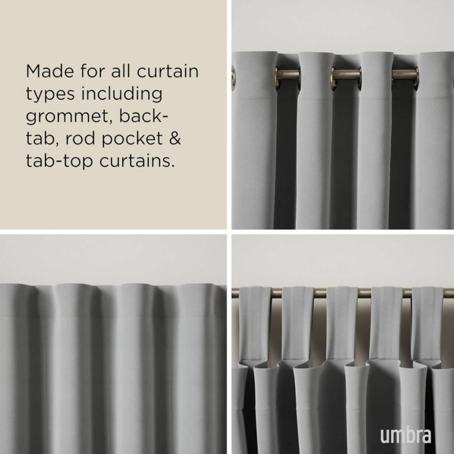 Umbra Twilight Double Curtain Rod Set - Adjustable 30-84 Inches, Blackout Design, Wrap Around Brackets, Modern Black Finish for Room Darkening Panels