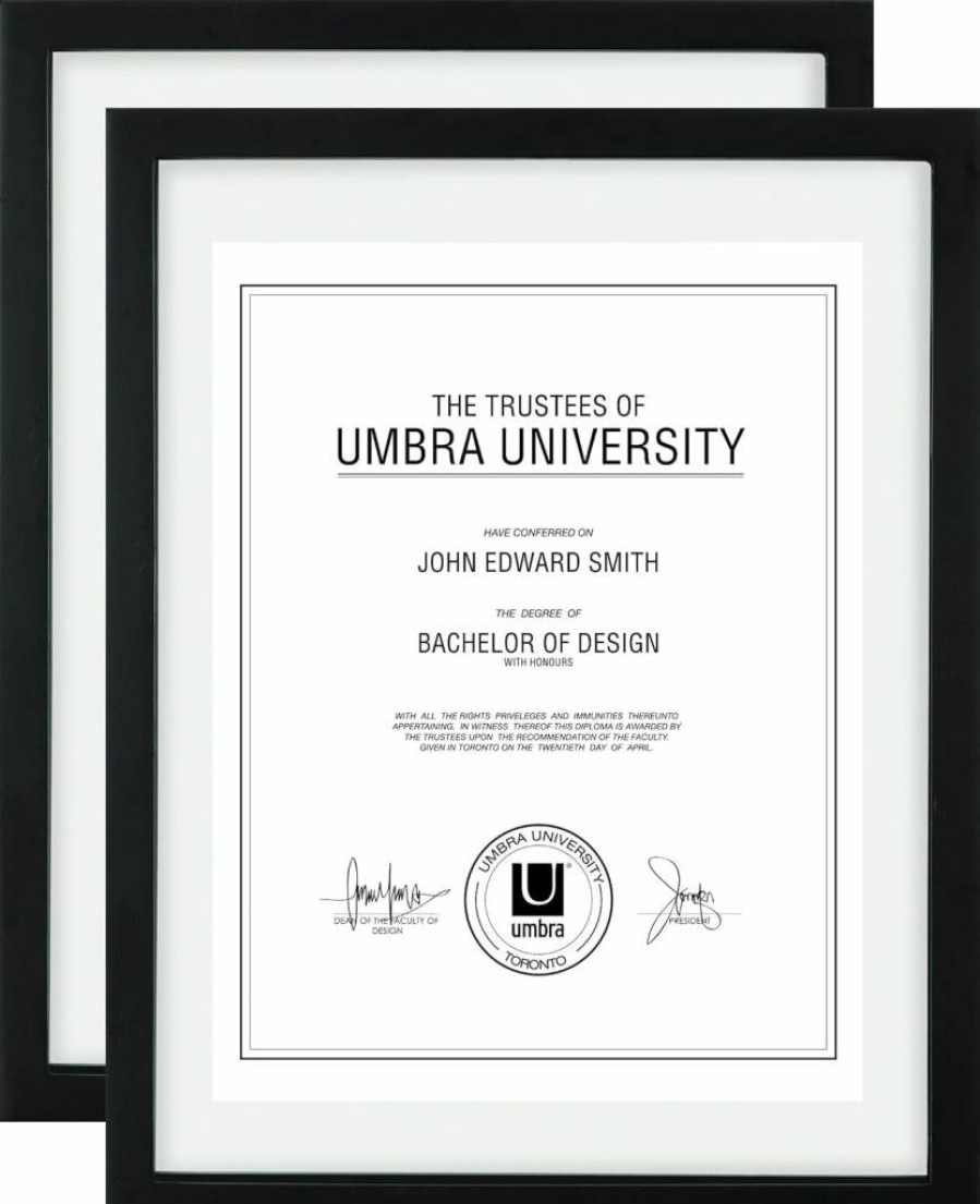 Umbra Black Floating Frame Set of 2 - Display 11x14 or 8.5x11 Documents, Diplomas, Certificates, Photos, Artwork