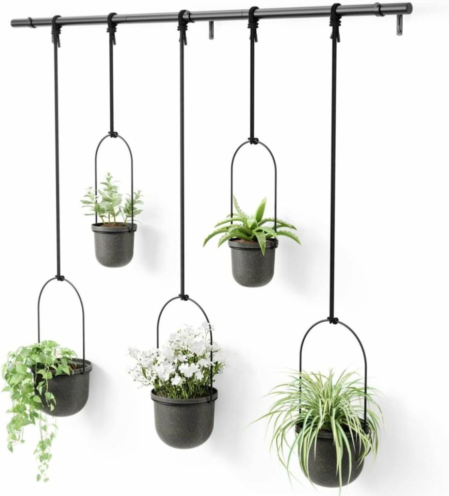 Umbra Triflora Hanging Planter Set of 3 - White/Brass Indoor Herb Garden Window Decor