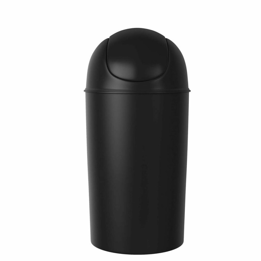 Umbra Grand Swing Top 10 Gallon Kitchen Trash Can with Lid, 37L Recycled Plastic, Black, for Indoor/Outdoor Use