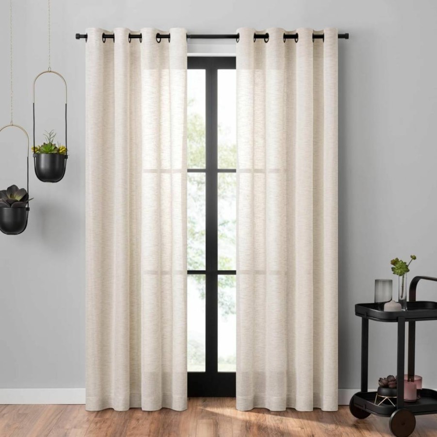 Umbra Dagen 63" Long x 50" Wide Slub Textured Sheer Grommet Window Curtain Panel in White