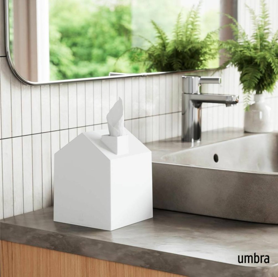 Umbra Casa Slate Blue Decorative Tissue Box - Modern Tissue Dispenser for Bathroom, Office, Bedroom Home Decor