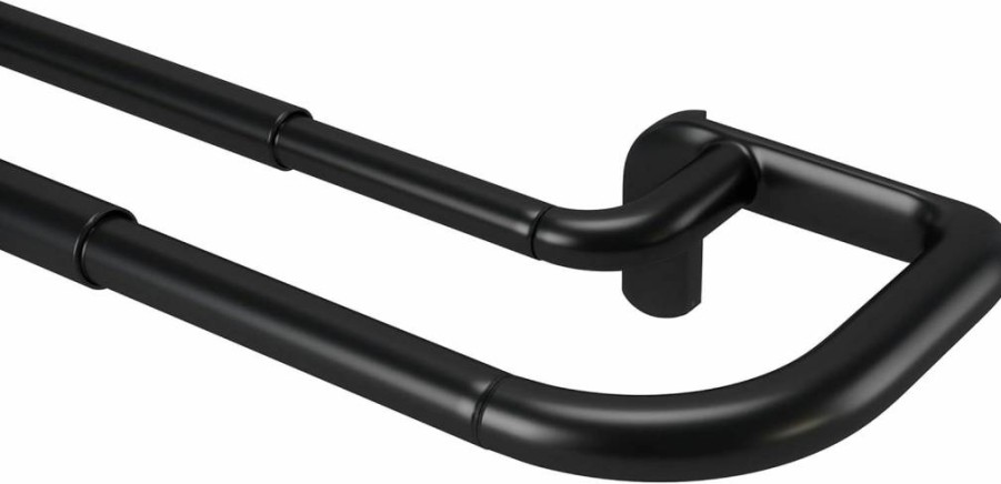 Umbra Twilight Double Curtain Rod Set - Adjustable 88-144 Inch Blackout Wrap Around Design for Room Darkening Panels, Black (224-366cm)