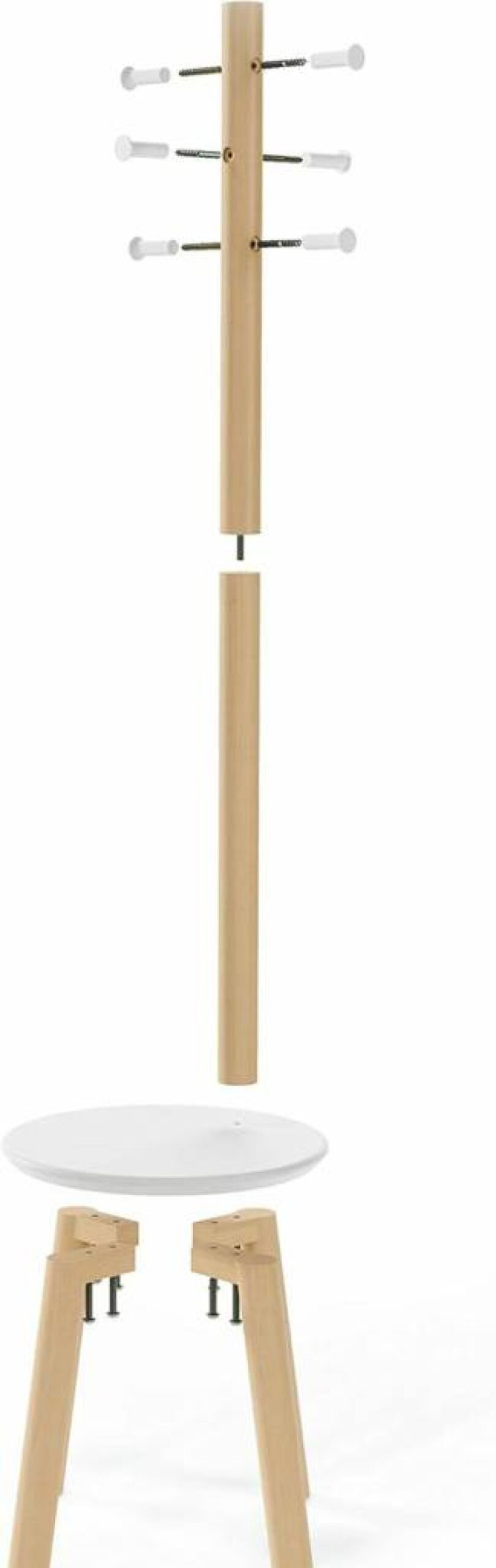 Umbra Pillar Coat Rack - Entryway Organizer for Coats, Hats, Umbrellas in White/Natural