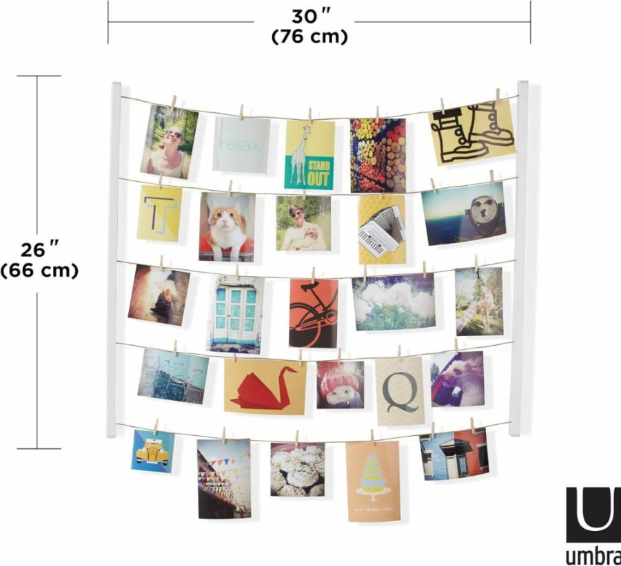 Umbra Hangit Desktop Photo Display - White Modern Desk Organizer for Pictures & Memos