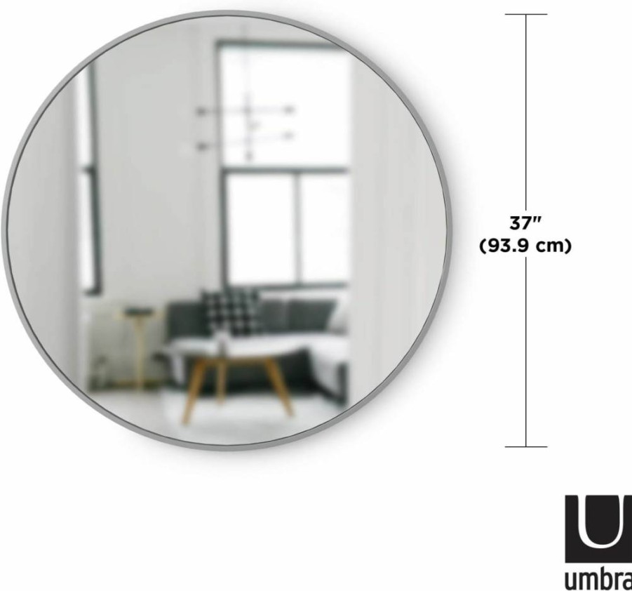 Umbra Hubba 18-Inch Round Brass Wall Mirror – Stylish Decorative Mirror for Home Decor
