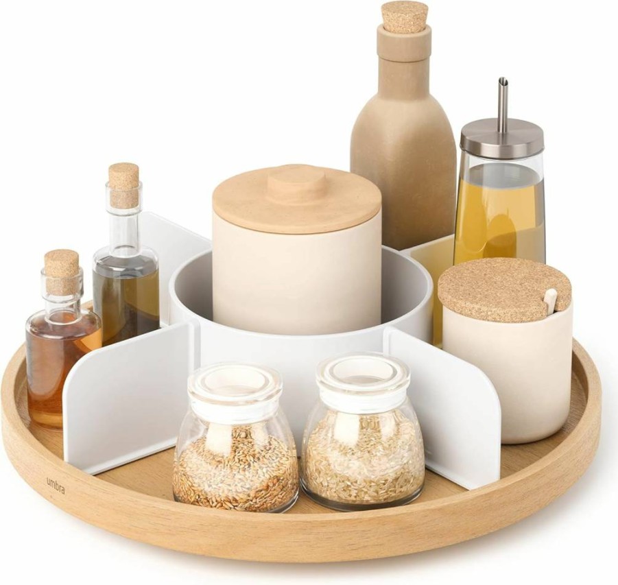 Umbra Bellwood Countertop Organizer - Natural White Bathroom & Kitchen Storage Tray