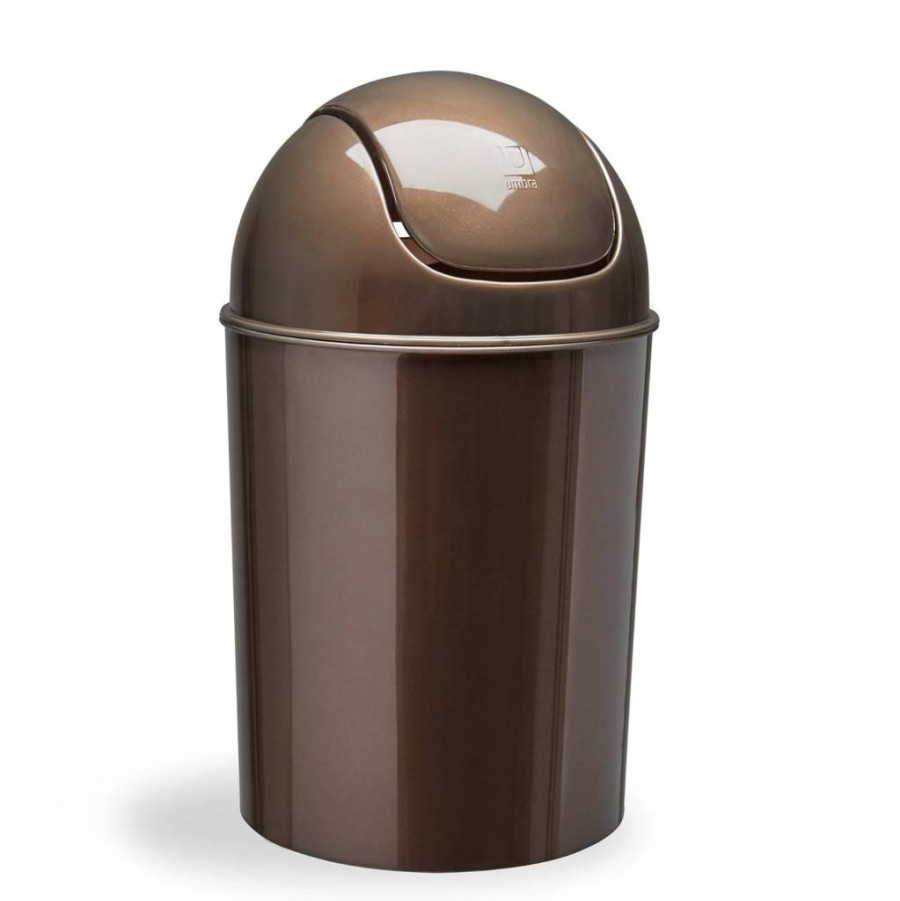Umbra Mini Swing Lid Trash Can 1.25 Gallon Yellow Small Waste Bin for Bathroom Office