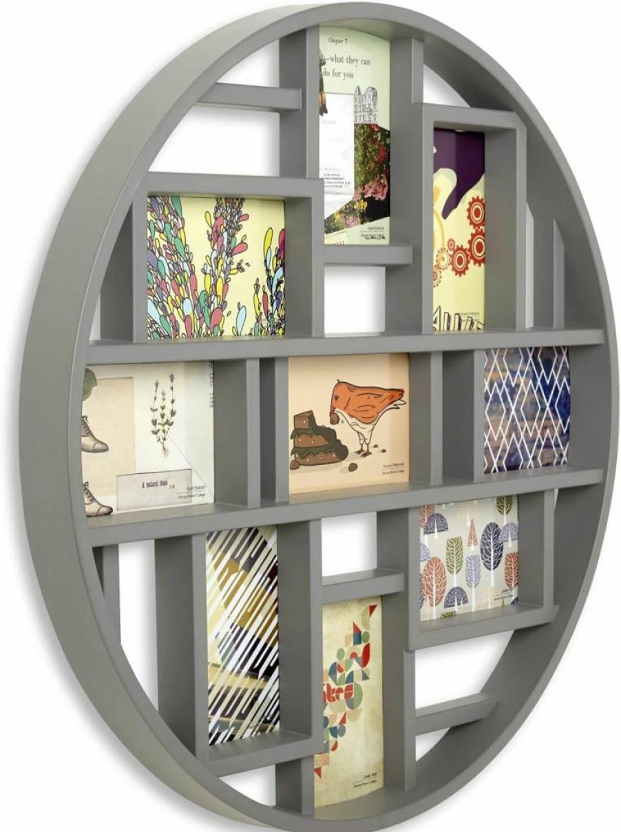 Umbra Luna Collage Picture Frame - Large 22-Inch Black Round Frame for Nine 4x6 Photos
