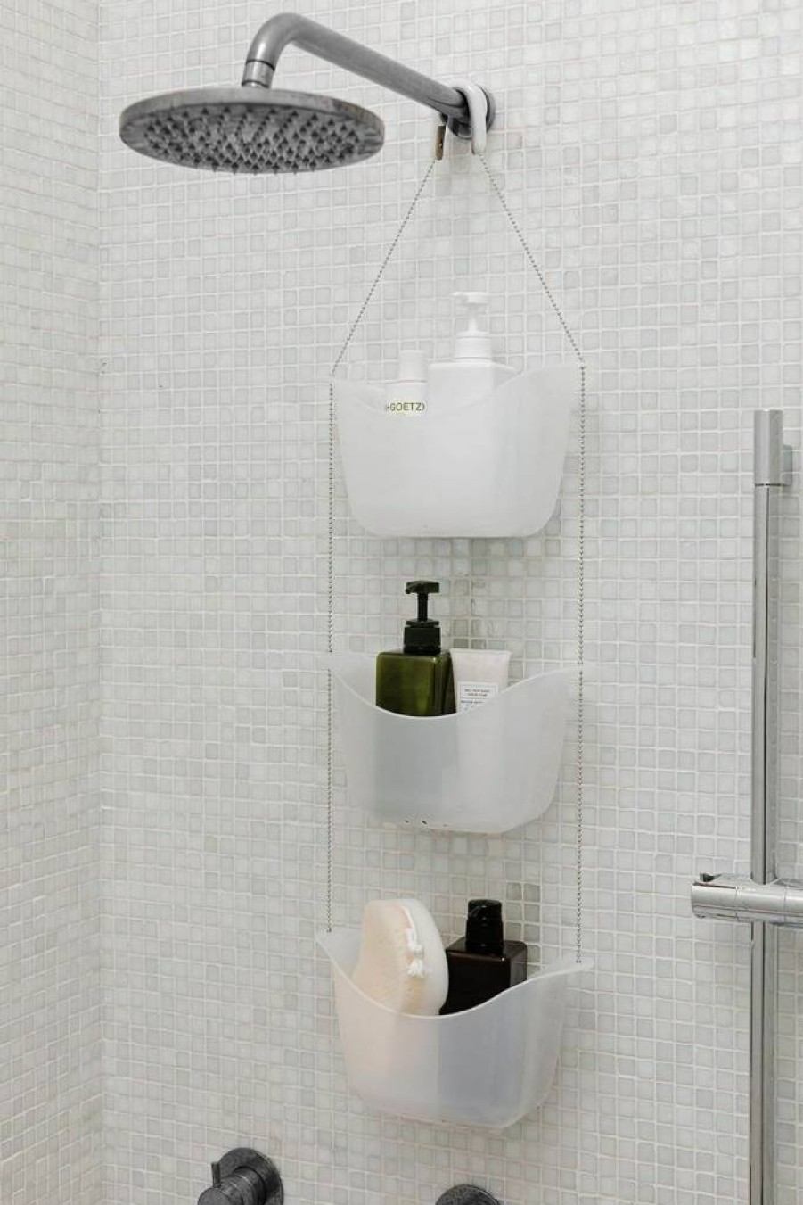 Umbra White Hanging Shower Caddy - Bathroom Storage Organizer for Shampoo, Conditioner & Bath Accessories - 36.5" Height