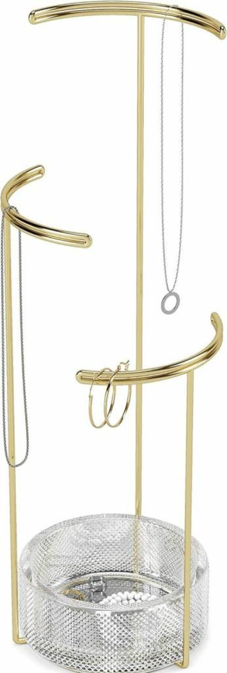 Umbra Tesora Glass Jewelry Organizer Stand with Mirror for Necklaces and Rings
