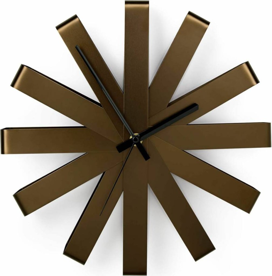 Umbra Modern 12-Inch Silent Wall Clock with Quartz Movement, Battery Operated, Stainless Steel Ribbon Design