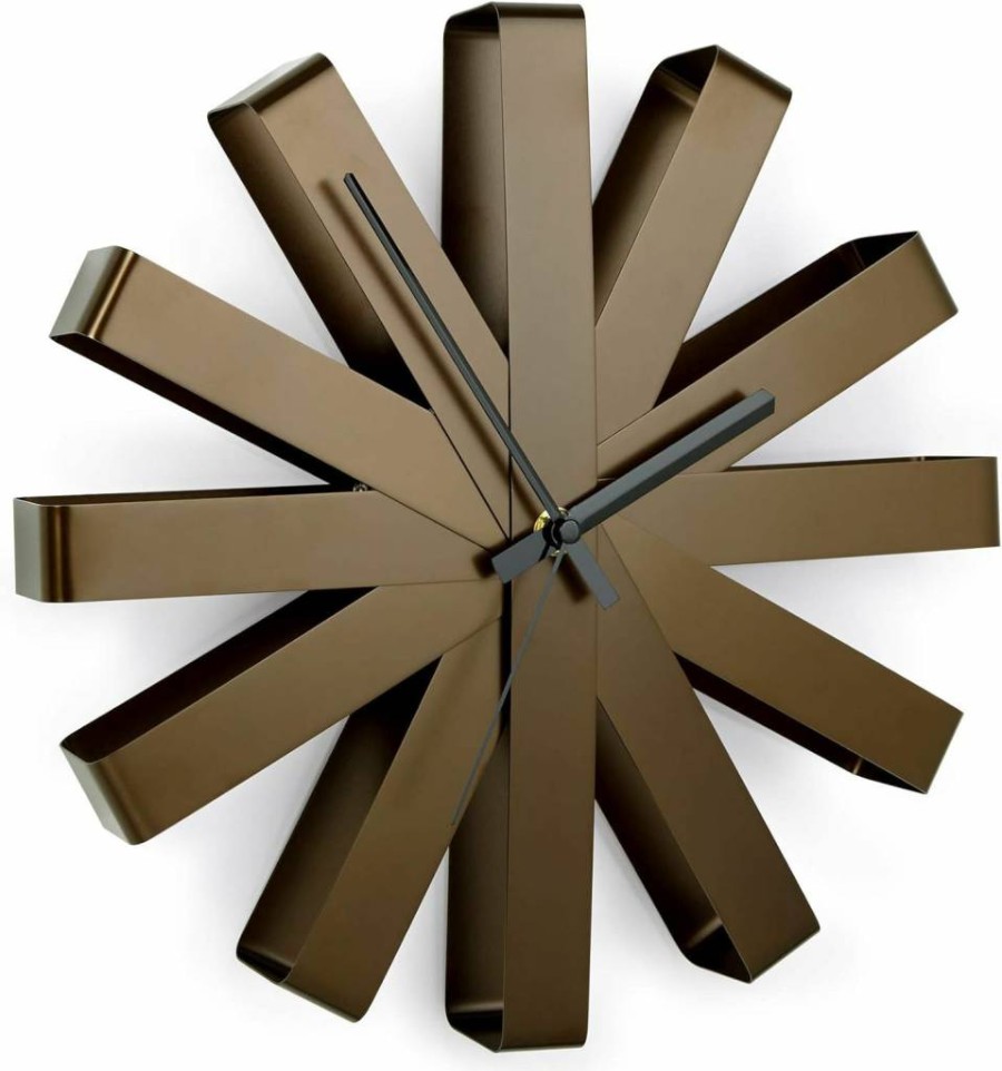 Umbra Modern 12-Inch Silent Wall Clock with Quartz Movement, Battery Operated, Stainless Steel Ribbon Design