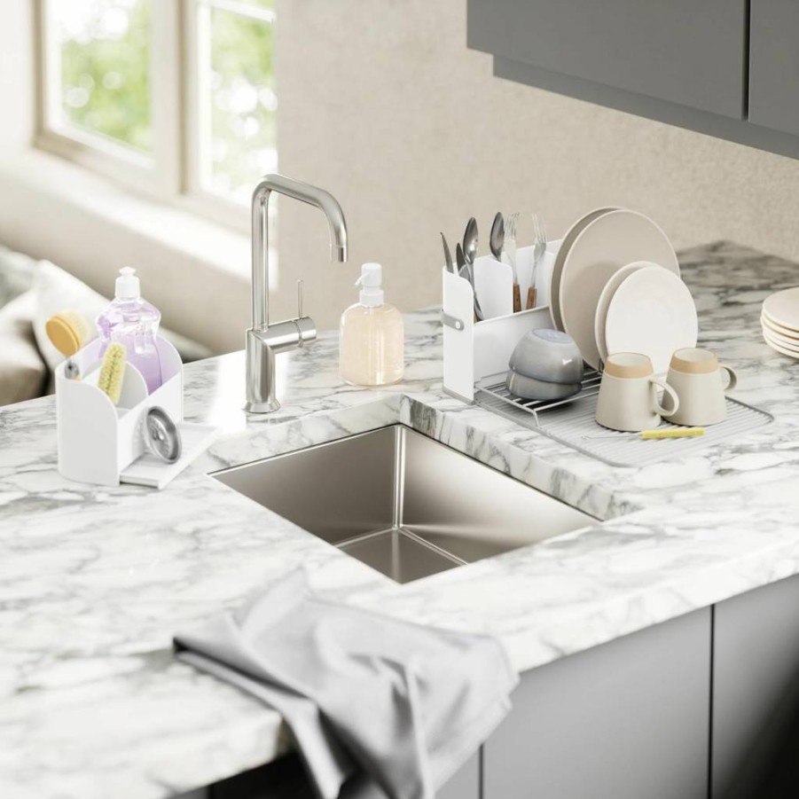 Umbra Tub Dish Drying Rack - Lightweight, Self-Draining Sink Organizer for Kitchen, RV, Motorhome - Compact & Space-Saving Design