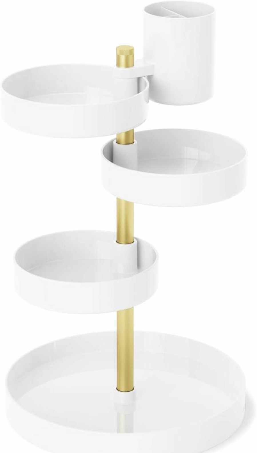 Umbra Pirouette White and Brass Makeup Organizer | Stylish Cosmetic Storage