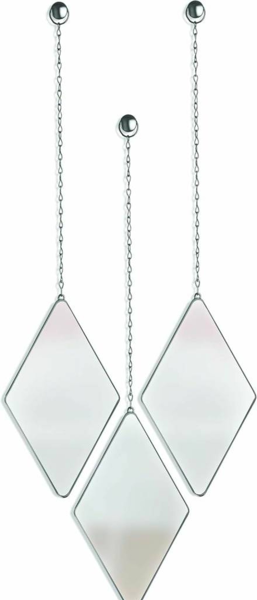 Umbra Dima Set of 3 Decorative Wall Mirrors in Matte Brass - Diamond Design Apartment Decor and Wall Art