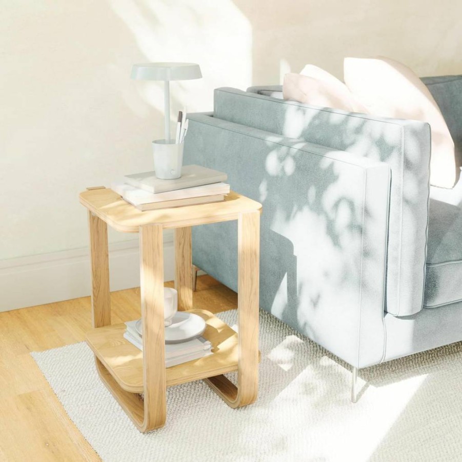 Umbra Bellwood Natural Wood Side Table - Modern Nightstand for Bedroom & Living Room