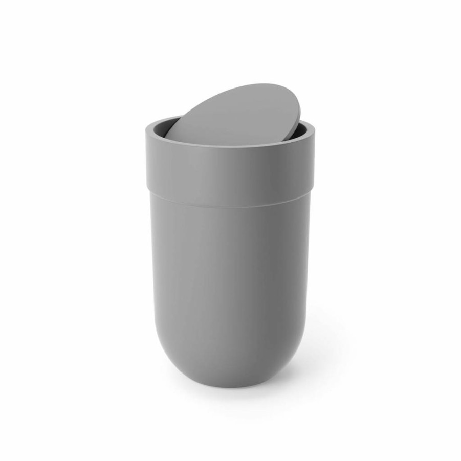 Umbra Small Touch Waste Can with Swing Lid - Black Bathroom Trash Bin for Washroom & Bathroom