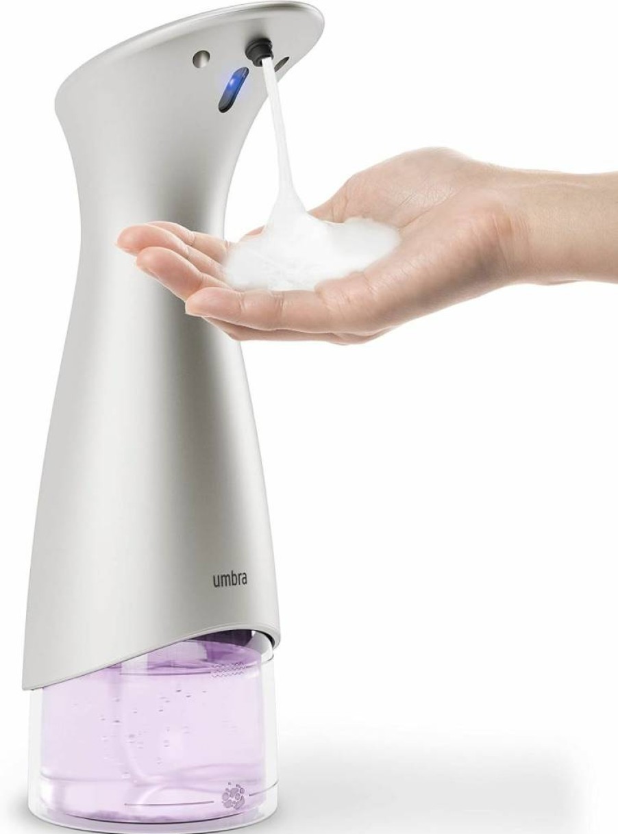 Umbra Otto Automatic Foaming Soap Dispenser in Nickel Finish - Touch-Free Sanitizer for Home or Office