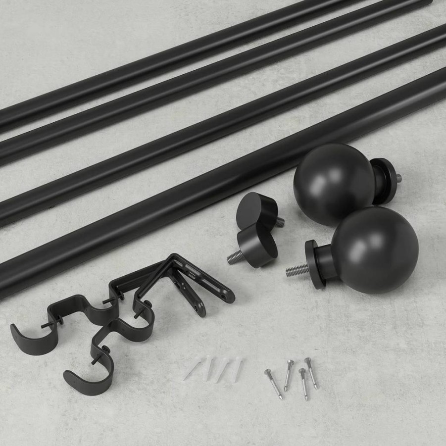 Umbra Bolas Double Curtain Rod in Nickel Finish - Adjustable Decorative Window Hardware
