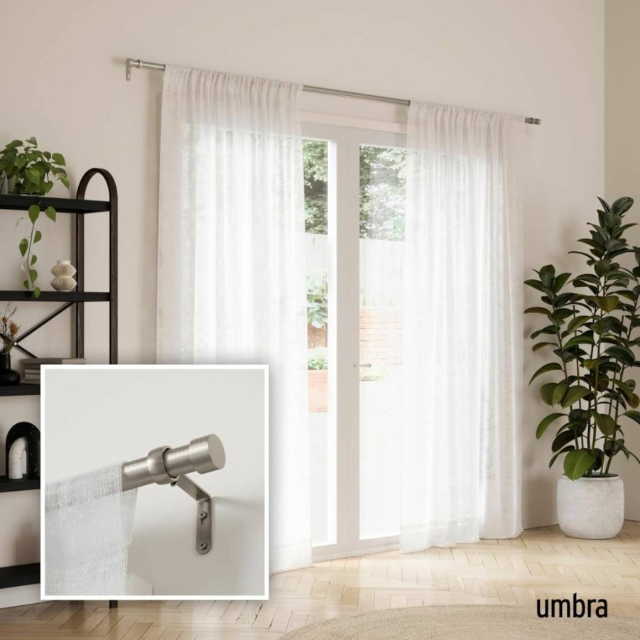 Umbra Cappa Adjustable Heavy Duty Curtain Rod - 1-1/4 Inch Diameter, Extends 72 to 144 Inches, Nickel Finish for Modern Windows