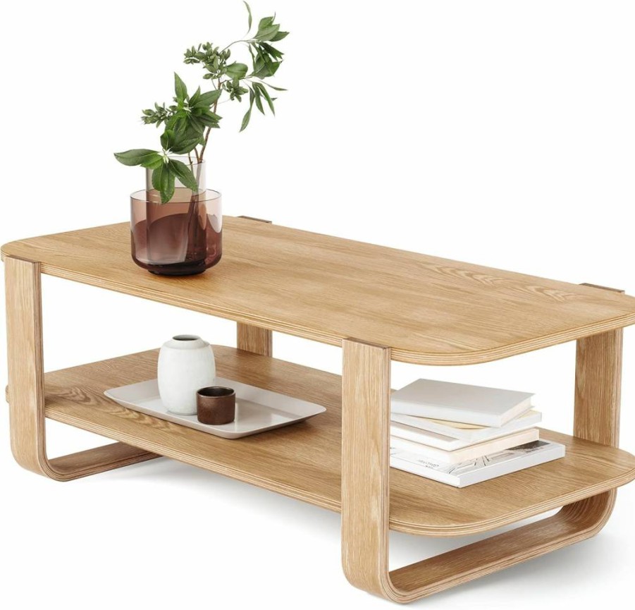 Umbra Bellwood Storage Coffee Table - Modern Aged Walnut Finish, Compact Living Room Furniture