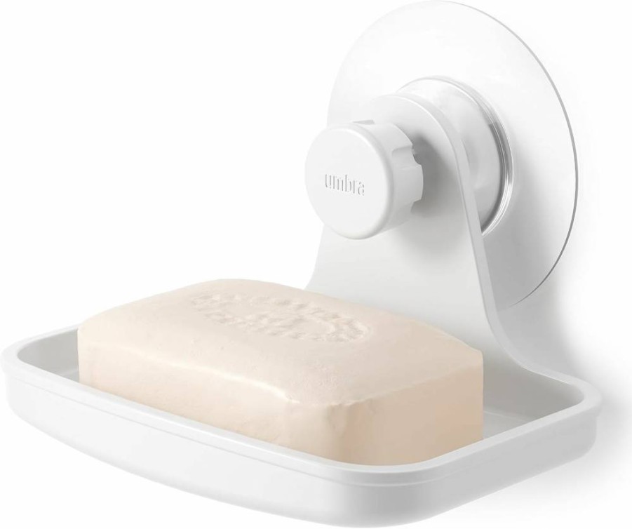 Umbra White Flex Adhesive Soap Dish - Wall-Mounted, Water-Resistant Bathroom Organizer