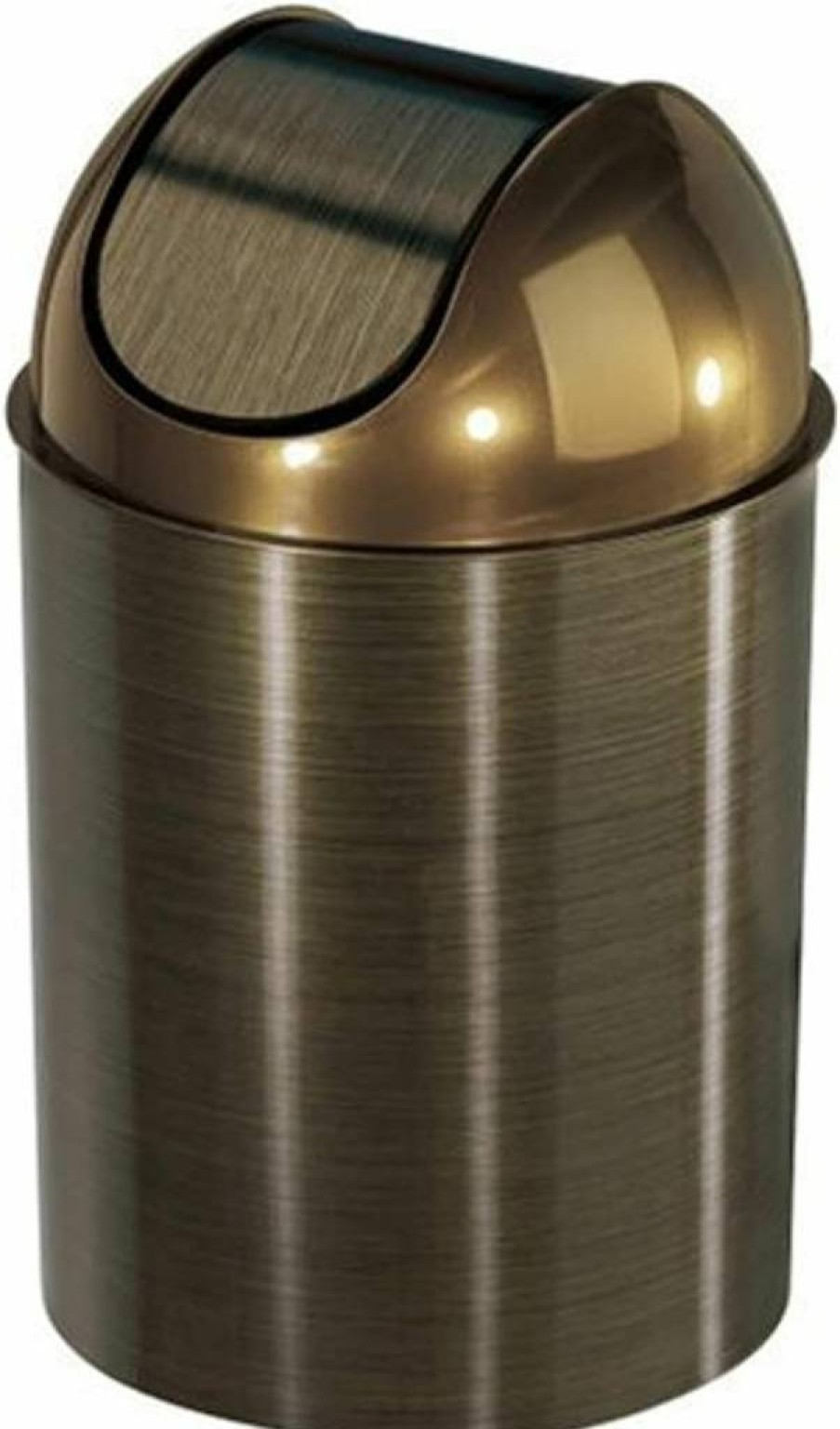 Umbra Mezzo 2.5-Gallon Swing-Top Trash Can, Bronze - 10L Kitchen Waste Bin with Lid