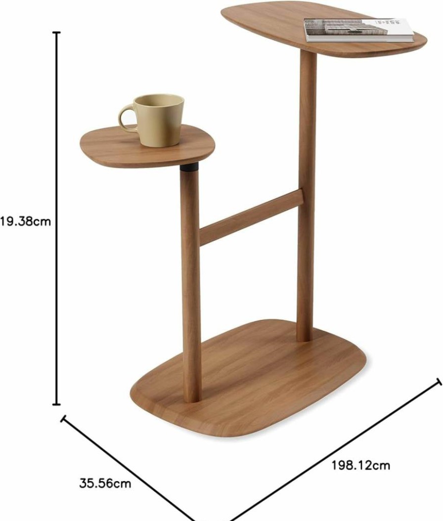 Umbra Swivo Bedside Table with Swivel Tops and Storage Rail for Magazines, Natural Wood Nightstand