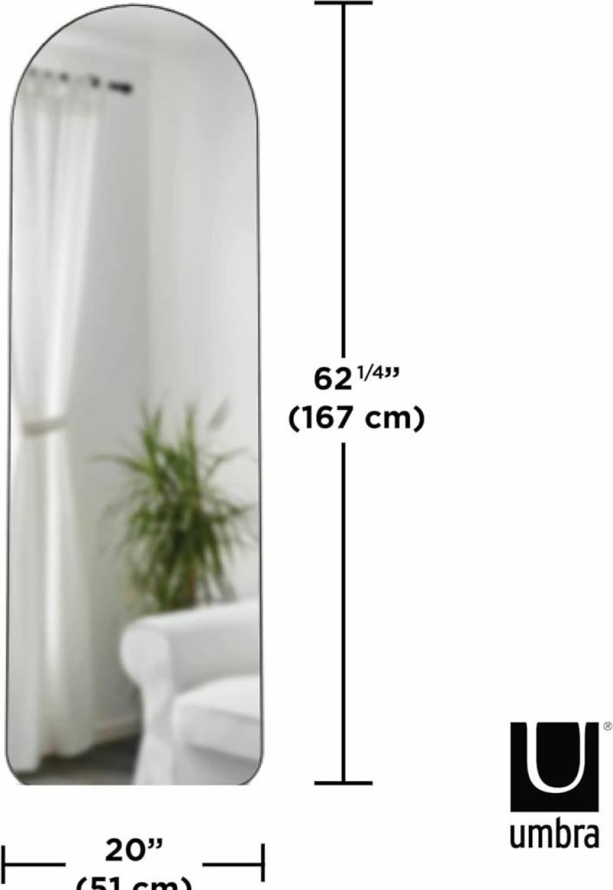 Umbra Hubba 34x36 Inch Arched Wall Mirror - Modern Brass Metal Frame for Bathroom, Living Room, Entryway Decor