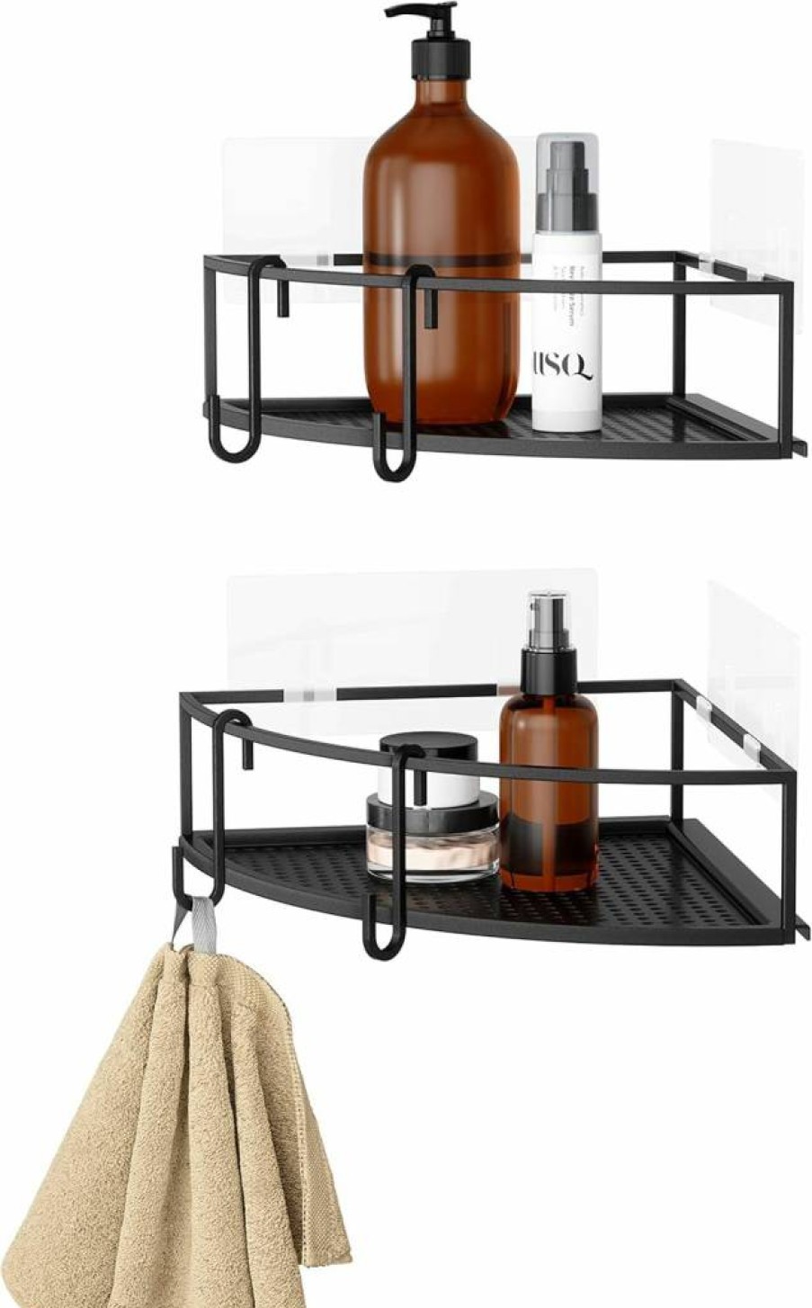 Umbra Cubiko Corner Shower Caddy Set - Black Bathroom Organizer for Storage