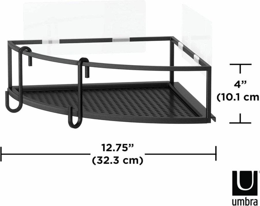 Umbra Cubiko Corner Shower Caddy Set - Black Bathroom Organizer for Storage