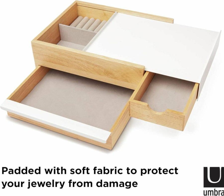 Umbra Stowit Mini Jewelry Box with Hidden Compartments - Modern Keepsake Organizer for Rings, Necklaces & Earrings