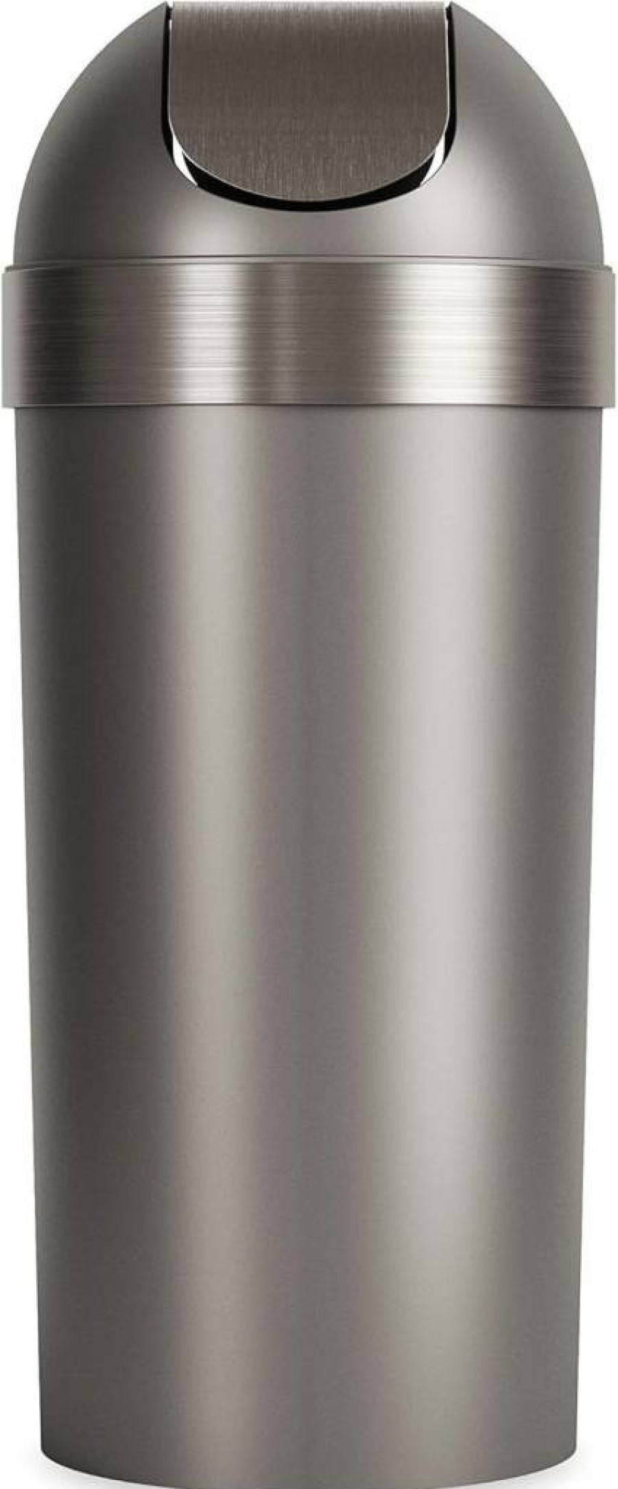Umbra Vento 16.5-Gallon Open Top Kitchen Trash Can for Indoor, Outdoor & Commercial Use - Large Garbage Bin in Black/Nickel & Grey/Steel