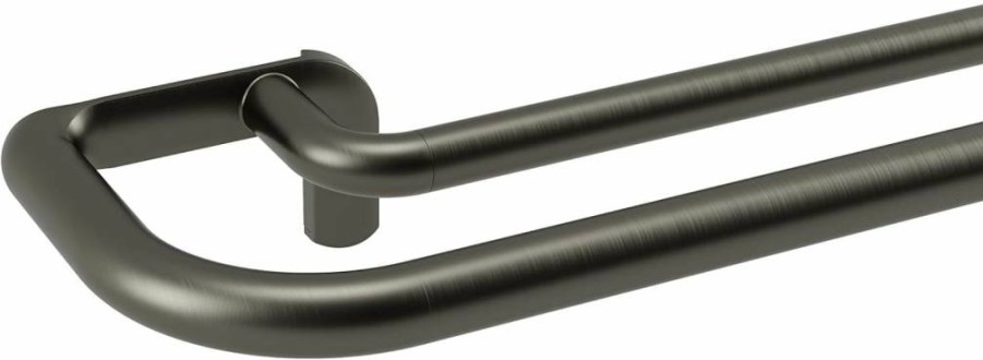 Umbra Twilight Double Curtain Rod Set - Adjustable 48-88 Inch (122-224cm) Wrap Around Design for Blackout & Room Darkening Panels in Pewter Finish