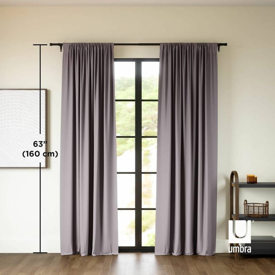 Umbra Twilight Blackout Curtain Panels 63 Inch Set of 2 Charcoal Light Blocking Window Drapes