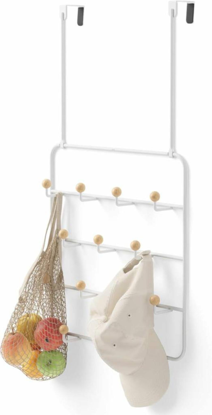 Umbra Estique Over The Door Hooks Organizer - Large Size, Black/Walnut Finish, Multi-Purpose Storage Solution