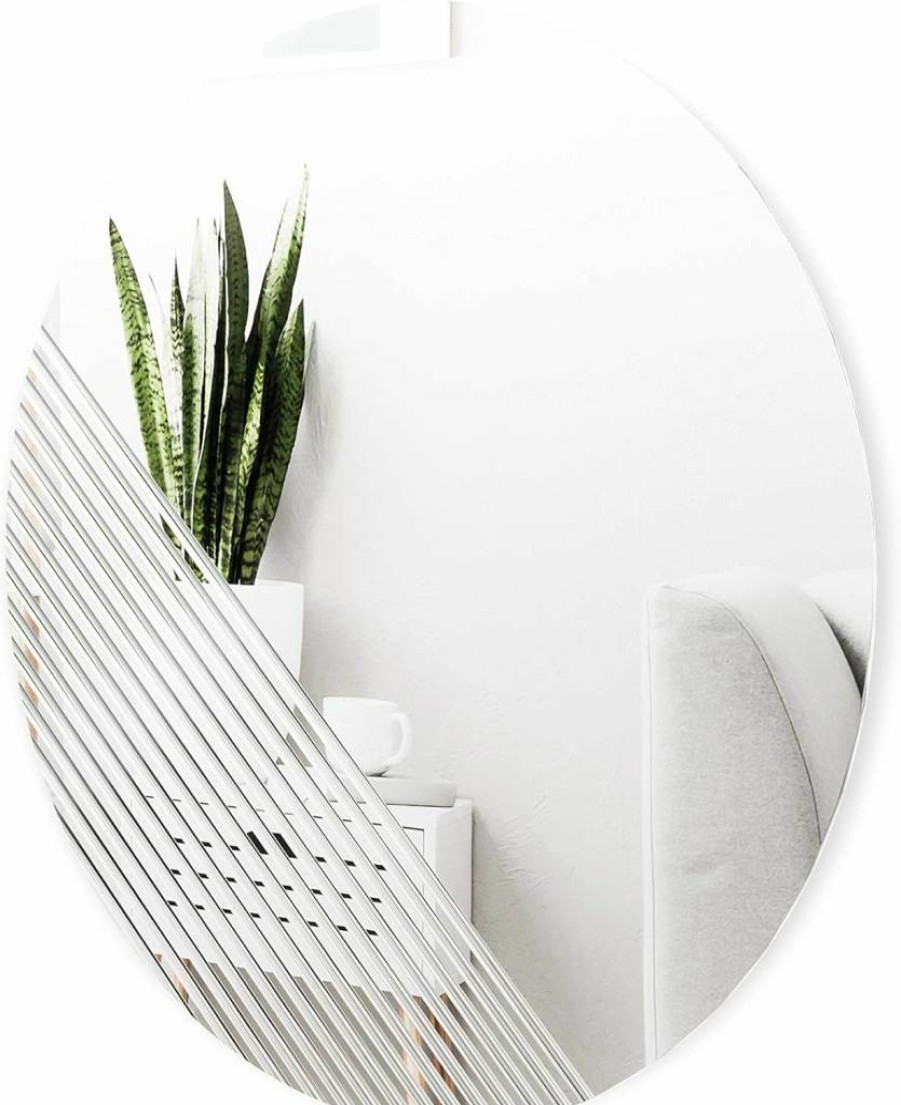 Umbra Ridge 24-Inch Modern Wall Mirror – Sleek Framed Bathroom & Bedroom Decor