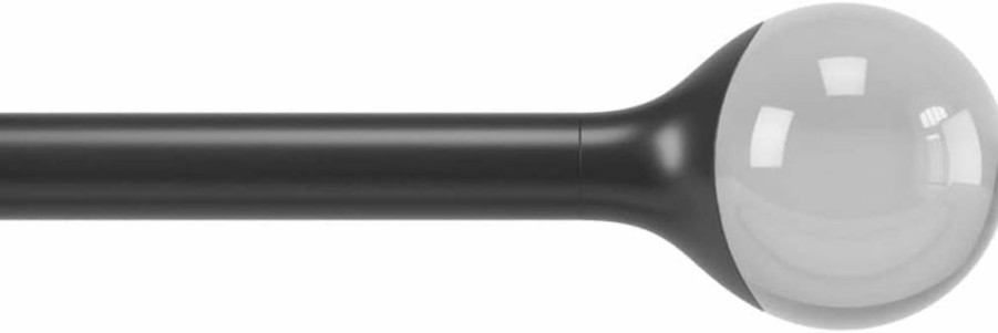 Umbra Orba Modern Curtain Rod Set with 2 Finials, Brackets & Hardware, Adjustable 36-72 Inches, Matte Black Finish