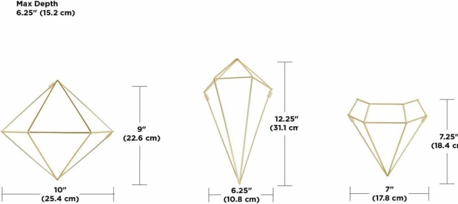 Umbra Prisma Geometric Wall Art Set of 6 - Modern Metallic Copper Wire Sculptures for Kitchen, Table Top & Ceiling Decor