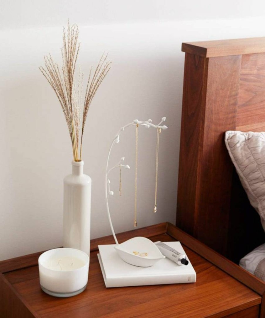 Umbra Orchid Jewelry Holder - Modern Necklace and Ring Display Stand with Dish, Versatile Home Decor for Dining Room or Vanity Organization
