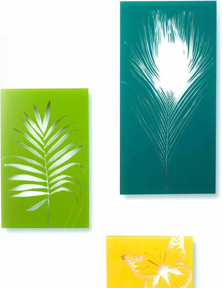 Umbra Set of 3 Colorful Glass Wall Art Tiles - Vibrant Garden Decor Mosaic