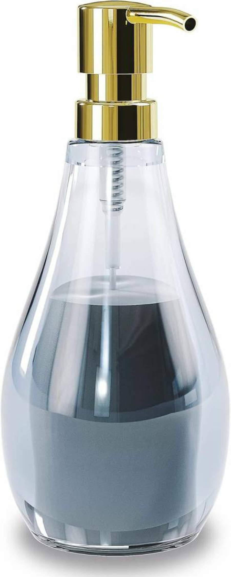Umbra Clear Droplet Soap Dispenser Pump - Modern Bathroom Liquid Hand Soap Holder